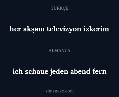 her akşam televizyon izkerim - ich schaue jeden abend fern