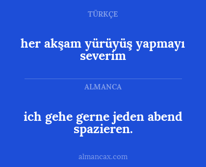 her akşam yürüyüş yapmayı severim - ich gehe gerne jeden abend spazieren.