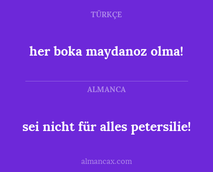 her boka maydanoz olma! - sei nicht für alles petersilie!