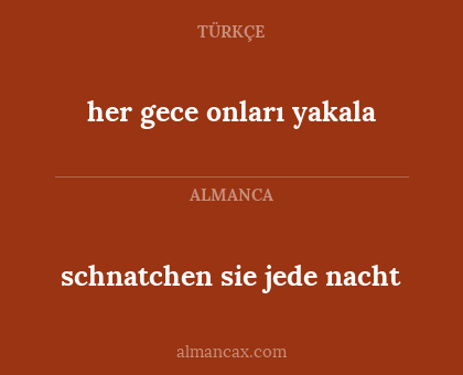 schnatchen sie jede nacht - her gece onları yakala