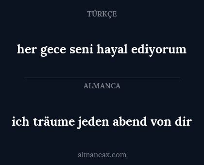 ich träume jeden abend von dir - her gece seni hayal ediyorum