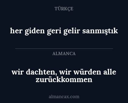 wir dachten, wir würden alle zurückkommen - her giden geri gelir sanmıştık