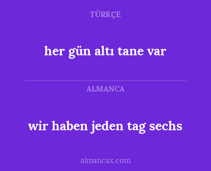 her gün altı tane var - wir haben jeden tag sechs
