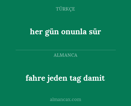 fahre jeden tag damit - her gün onunla sür