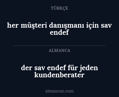 der sav endef für jeden kundenberater - her müşteri danışmanı için sav endef