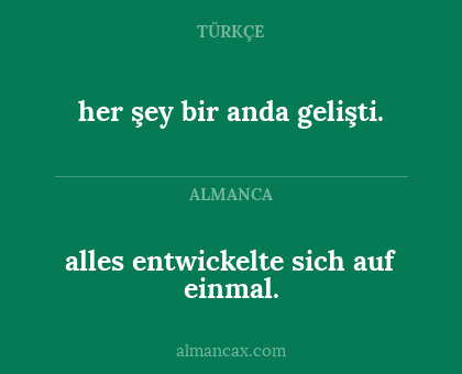 her şey bir anda gelişti. - alles entwickelte sich auf einmal.
