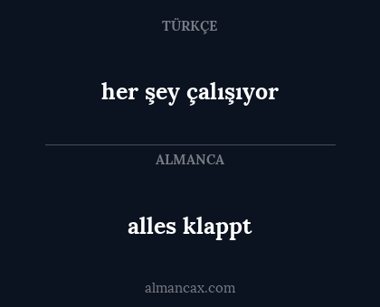 alles klappt - her şey çalışıyor