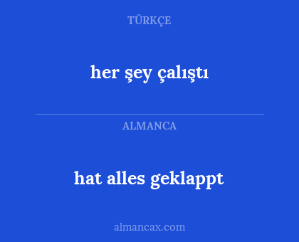 her şey çalıştı - hat alles geklappt