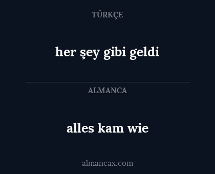alles kam wie - her şey gibi geldi