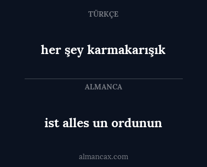 ist alles un ordunun - her şey karmakarışık