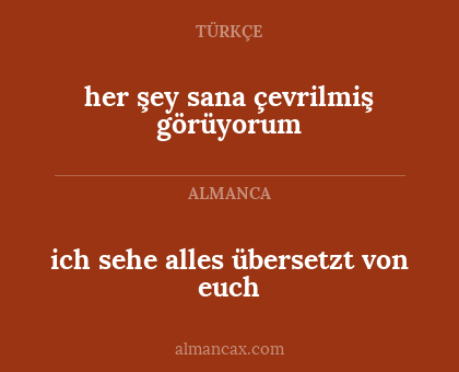 ich sehe alles übersetzt von euch - her şey sana çevrilmiş görüyorum