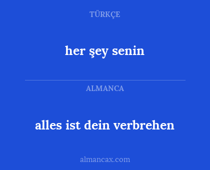 alles ist dein verbrehen - her şey senin