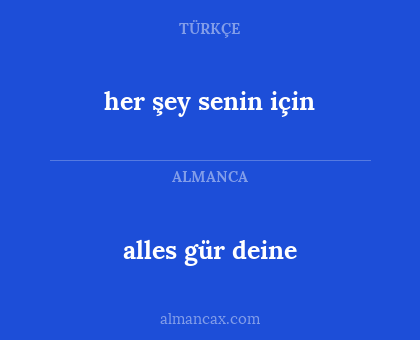 alles gür deine - her şey senin için