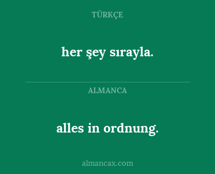 alles in ordnung. - her şey sırayla.