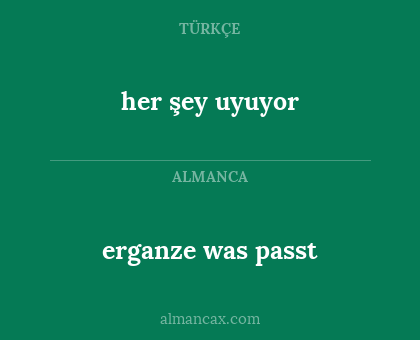 erganze was passt - her şey uyuyor