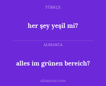 alles im grünen bereich? - her şey yeşil mi?