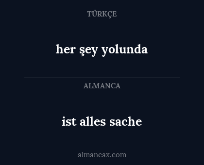 ist alles sache - her şey yolunda