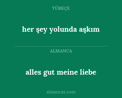 her şey yolunda aşkım - alles gut meine liebe