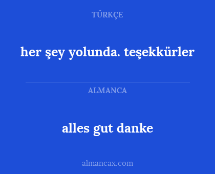 her şey yolunda. teşekkürler - alles gut danke