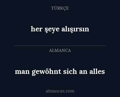 man gewöhnt sich an alles - her şeye alışırsın