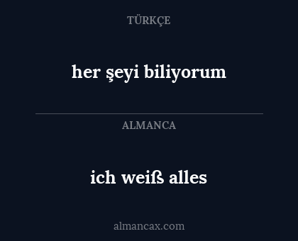 ich weiß alles - her şeyi biliyorum