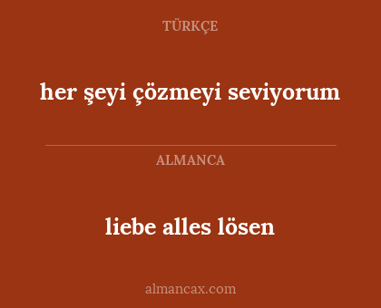 liebe alles lösen - her şeyi çözmeyi seviyorum