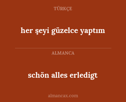 schön alles erledigt - her şeyi güzelce yaptım