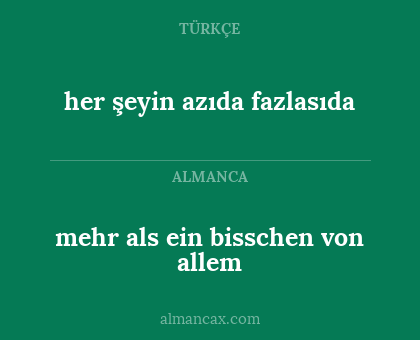 her şeyin azıda fazlasıda - mehr als ein bisschen von allem