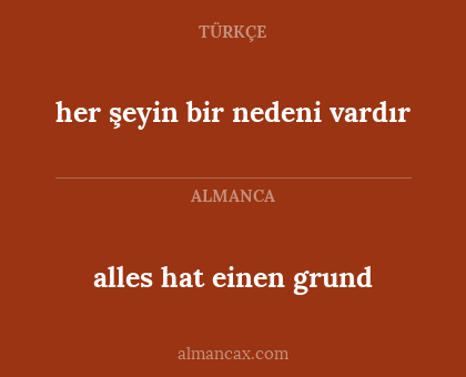 her şeyin bir nedeni vardır - alles hat einen grund