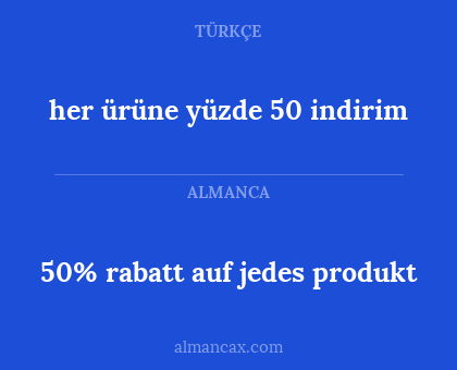50% rabatt auf jedes produkt - her ürüne yüzde 50 indirim