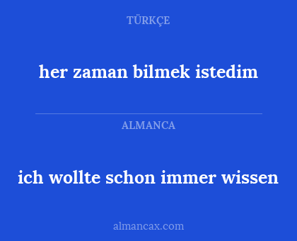 ich wollte schon immer wissen - her zaman bilmek istedim