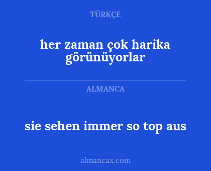 sie sehen immer so top aus - her zaman çok harika görünüyorlar