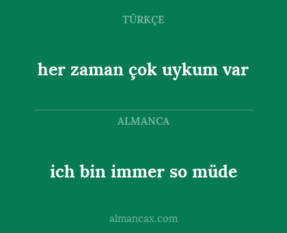 ich bin immer so müde - her zaman çok uykum var