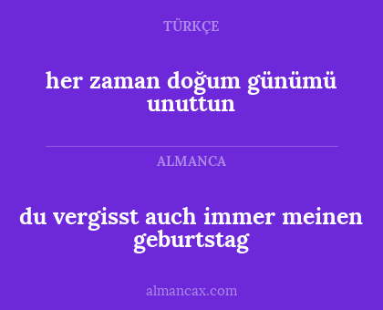 her zaman doğum günümü unuttun - du vergisst auch immer meinen geburtstag