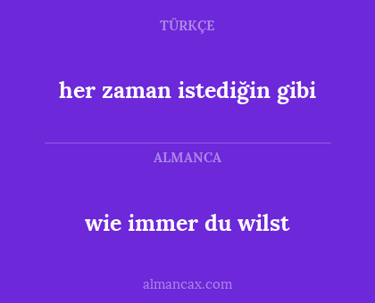 her zaman istediğin gibi - wie immer du wilst