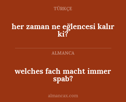 her zaman ne eğlencesi kalır ki? - welches fach macht immer spab?