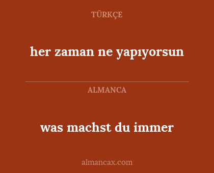 her zaman ne yapıyorsun - was machst du immer