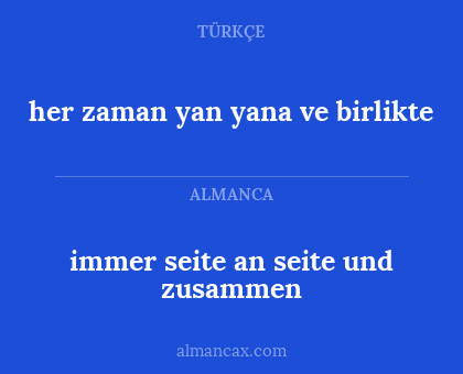 immer seite an seite und zusammen - her zaman yan yana ve birlikte