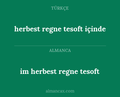 herbest regne tesoft içinde - im herbest regne tesoft