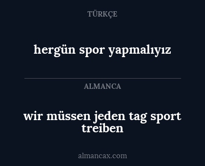 wir müssen jeden tag sport treiben - hergün spor yapmalıyız