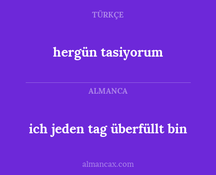 hergün tasiyorum - ich jeden tag überfüllt bin