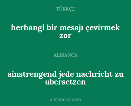 ainstrengend jede nachricht zu ubersetzen - herhangi bir mesajı çevirmek zor