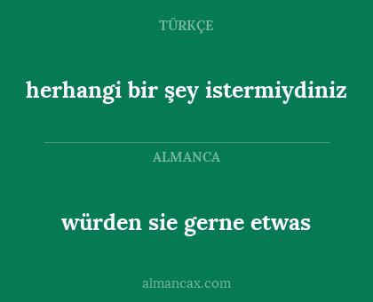 würden sie gerne etwas - herhangi bir şey istermiydiniz