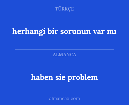 herhangi bir sorunun var mı - haben sie problem