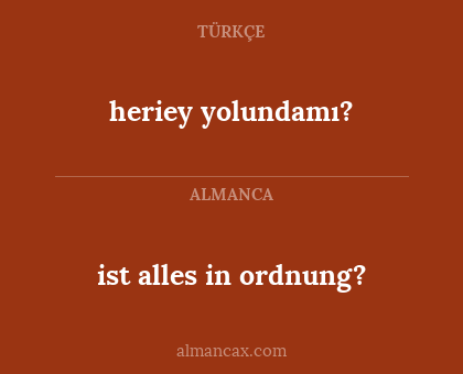 ist alles in ordnung? - heriey yolundamı?