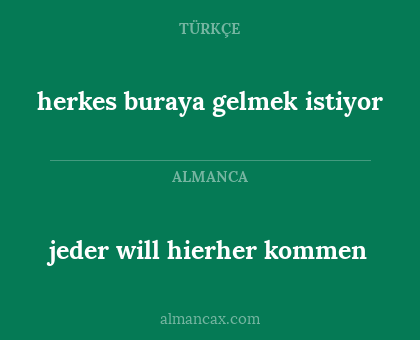 herkes buraya gelmek istiyor - jeder will hierher kommen