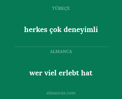 herkes çok deneyimli - wer viel erlebt hat