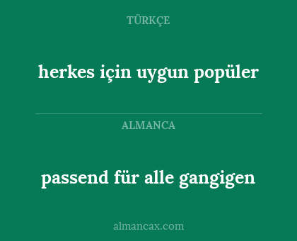 passend für alle gangigen - herkes için uygun popüler