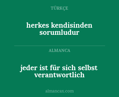 herkes kendisinden sorumludur - jeder ist für sich selbst verantwortlich