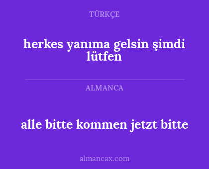 alle bitte kommen jetzt bitte - herkes yanıma gelsin şimdi lütfen